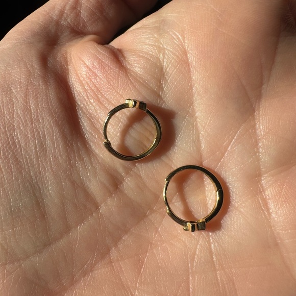 14k Yellow Gold and Diamond Star Huggies - SOLD AS A PAIR - Picture 5 of 8